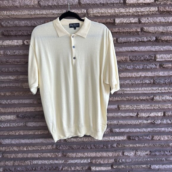 Nino Toscani Made in Italy Men's Vintage Yellow Henley Polo Sweater  Size M - Picture 6 of 7
